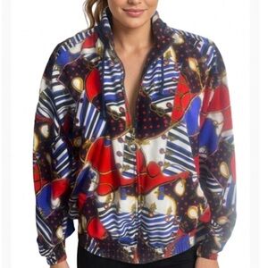 Tail Vintage Festival Ready Red and Blue Printed Colorful Women's Jacket